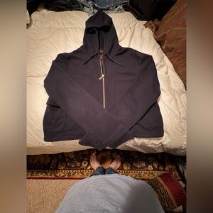 Ralph Lauren Navy Full-Zip Cropped Hoodie.